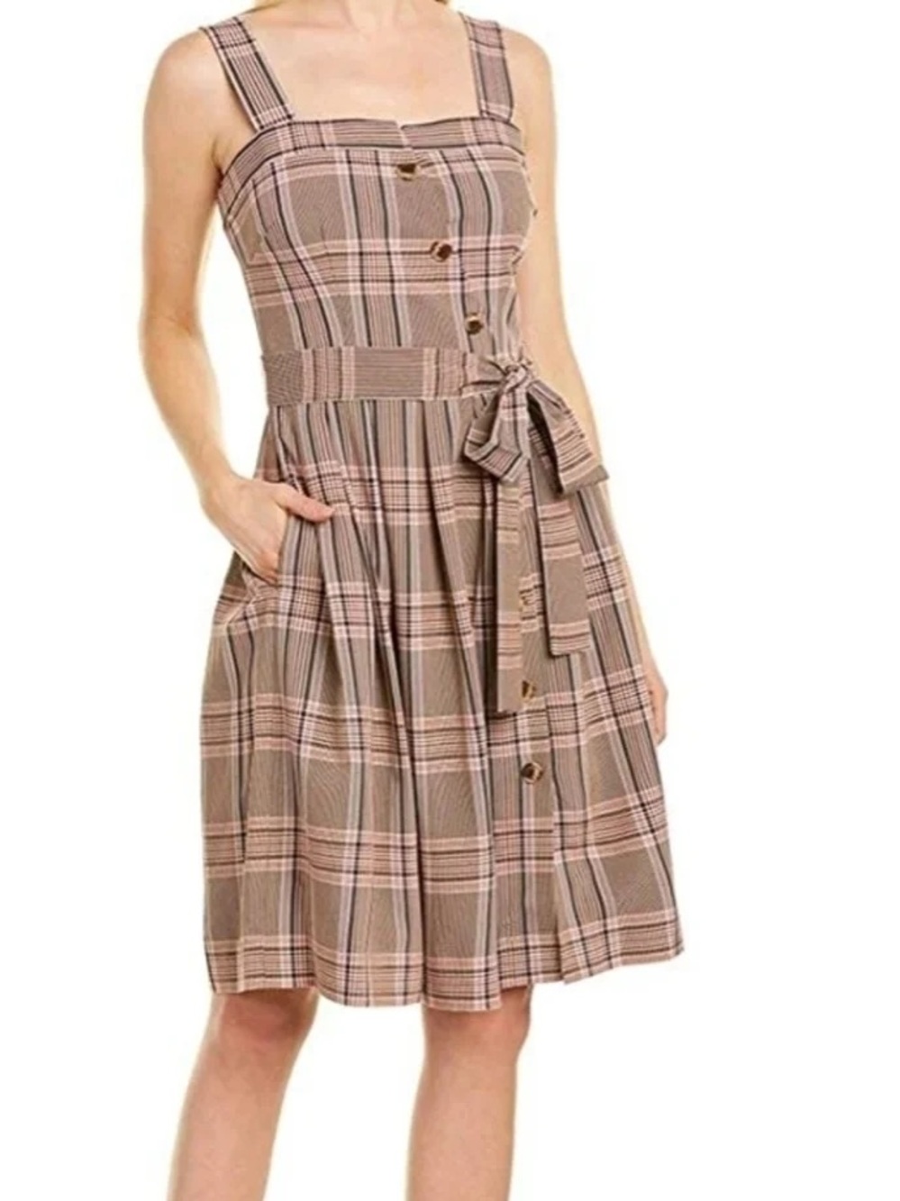 GAL Meets Glam Madison A line Plaid Dress with Removable Belt NWOT